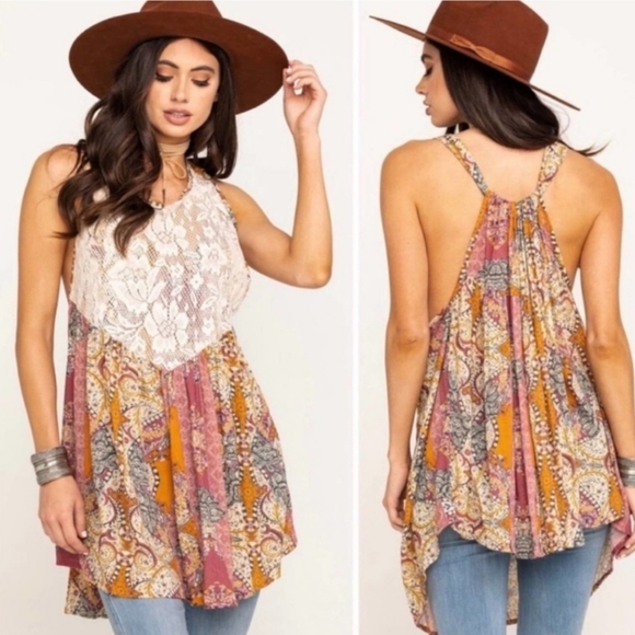 Free People Count Me In Floral Trapeze Women's XS Multicolor Artsy Retro Boho - Picture 1 of 9